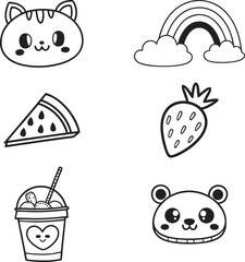 Cute Kawaii Design Illustration. Adorable Kawaii Art Collection. Kawaii Style Graphics for Kids. Fun and Colorful Kawaii Drawing. Pastel Kawaii Character Design. Kawaii Cartoon Art in Flat Style