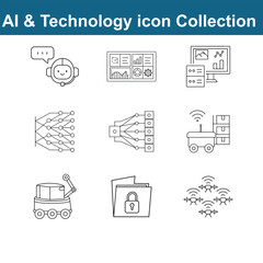 Minimalist Line Icons – AI & Technology Collection