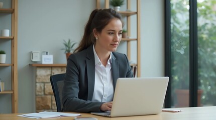 businesswoman working on laptop
