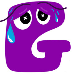 Alphabet letter G with emotional face illustration