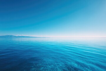 Fototapeta premium vast horizon over tranquil sea under clear sky highlighting nature simplicity