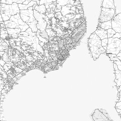 Fototapeta premium Davao City Area Map with Labels and Neighborhoods - One color, minimalistic design