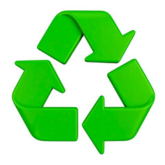 green recycle icon isolated on transparent png clipping