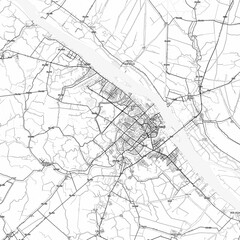Fototapeta premium Cantho Area Map with Labels and Neighborhoods - One color, minimalistic design