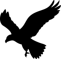 Soaring Eagle Black Silhouette Illustration Powerful Bird in Flight Wildlife Symbol Freedom and American Icon Vector Graphic Design