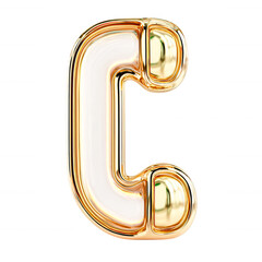 Gold letter C elegant design 3D render