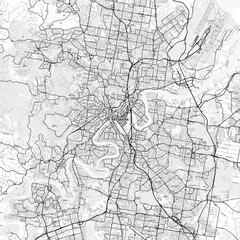 Brisbane Area Map with Labels and Neighborhoods - One color, minimalistic design