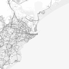 Newcastle–Maitland Area Map with Labels and Neighborhoods - One color, minimalistic design
