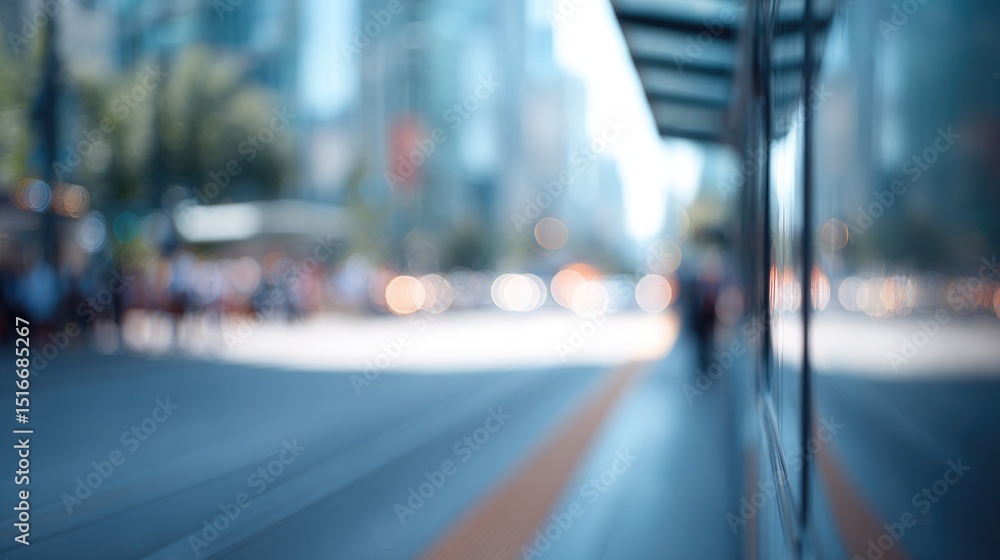 Aufkleber capture city bus stop scene in daylight ensure people in background are blurred emphasizing modern a