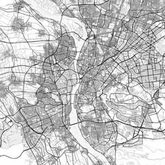 Fototapeta premium Cairo Area Map with Labels and Neighborhoods - One color, minimalistic design