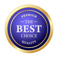Premium Best Choice Blue Gold Badge Label for Certified High Quality