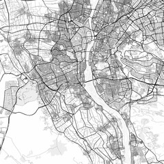 Fototapeta premium Giza Area Map with Labels and Neighborhoods - One color, minimalistic design