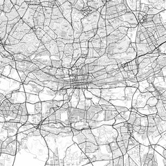 Obraz premium Johannesburg Area Map with Labels and Neighborhoods - One color, minimalistic design