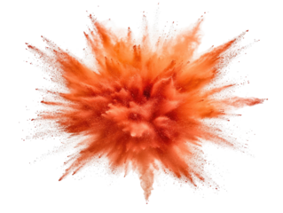 Vibrant explosion of orange and white powder