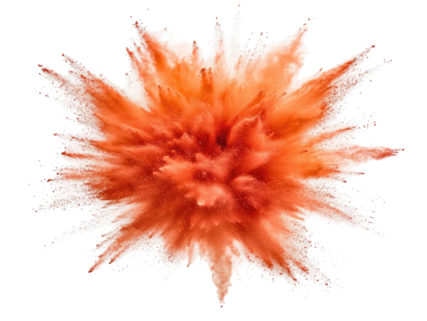 Vibrant explosion of orange and white powder - Powered by Adobe