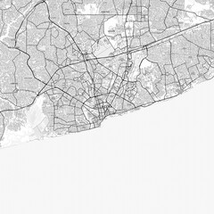 Obraz premium Accra Area Map with Labels and Neighborhoods - One color, minimalistic design