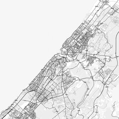 Obraz premium Rabat Area Map with Labels and Neighborhoods - One color, minimalistic design