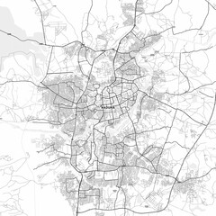 Kaduna Area Map with Labels and Neighborhoods - One color, minimalistic design