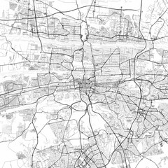 Pretoria Area Map with Labels and Neighborhoods - One color, minimalistic design