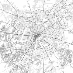 Naklejka premium Harare Area Map with Labels and Neighborhoods - One color, minimalistic design