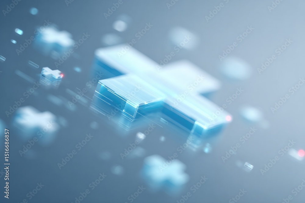 Aufkleber abstract illustration of artificial intelligence in medicine features dynamic blend of digital and m