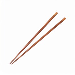 Elegant Wooden Chopsticks Isolated on White Background, Minimalist Asian Dining Concept
