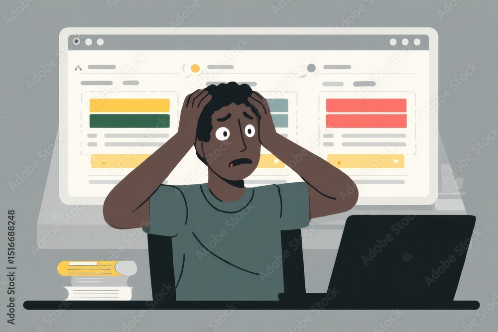 Poster User Feels Confusion and Frustration While Encountering a Browser Warning Message in a Home Office Setting