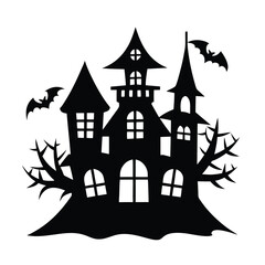 Haunted house for Halloween with ghostly ambiance Vector illustration