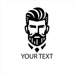 Minimalist Barber Logo Vector – Bearded Man Head Silhouette Isolated on White Background