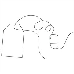 Continuous Line Illustration of a paper Tea bag Warm Herbal Drink for a Refreshing Morning