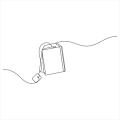 Obraz premium Continuous Line Illustration of a paper Tea bag Warm Herbal Drink for a Refreshing Morning