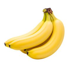 Several ripe yellow bananas, a delicious and nutritious tropical fruit, placed on a bright white background

