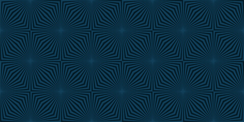 Subtle dark blue abstract geometric seamless pattern. Optical illusion effect. Vector texture with broken lines, stripes, burst, chevron, tiles. Op art background. All-over design for decor, textile
