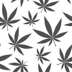 Marijuana seamless pattern. Cannabis background. Natural product of organic hemp.