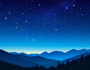 starry sky over mountains at night