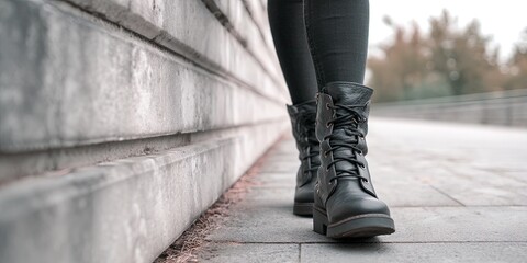 dynamic angle photo of woman wearing biker boots 