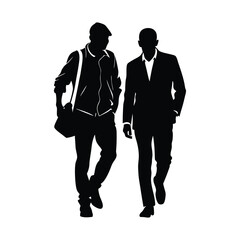 two men walking silhouette 