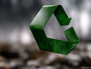 Green recycle symbol, environmental icon