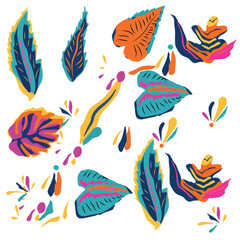 decorative leaf elements to create print patterns for printing on various surfaces