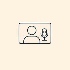 Fototapeta premium Outlined facecam icon with mic — streamer identity.