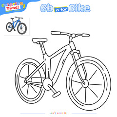 Cute Bicycle Line Art Educational Coloring Page for Preschoolers 'B is for Bike'