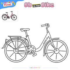 Cute Bicycle Line Art Educational Coloring Page for Preschoolers 'B is for Bike' 4