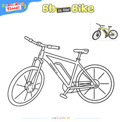 Cute Bicycle Line Art Educational Coloring Page for Preschoolers 'B is for Bike' 3