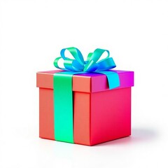 Fototapeta premium A vibrant red gift box, perfect for Christmas or any holiday celebration, stands isolated with a festive gold ribbon and bow