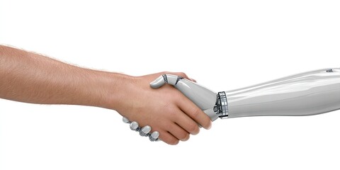 human hand shaking robot hand 