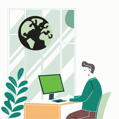 Illustration of a Man working on a presentation business work
