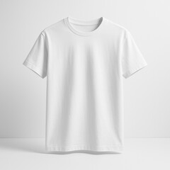 Clean White T-Shirt Mockup Template - Minimalist Flat Lay Product Photography on Light Background