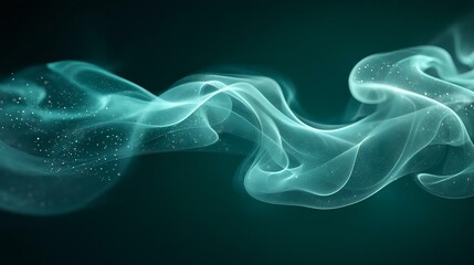 Fototapeta premium Elegant, flowing smoke with a soft turquoise hue, creating a dreamy and ethereal atmosphere full of magic and mystery.