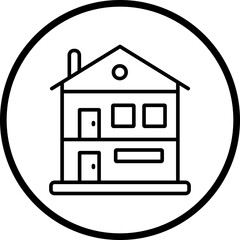 Bungalow Line Icon Style