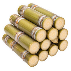 Pile of sugarcanes isolated on transparent background